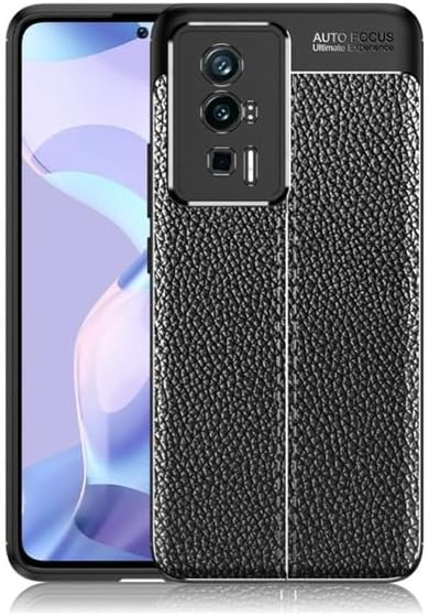 Ehr. Camera Protected Compatible with Xiaomi Poco F5 Pro [Battery PU Leather Look Shockproof Anti-Slip Case] Military Drop Proof Shockproof Silicone Case (Black, Xiaomi Poco F5 Pro)