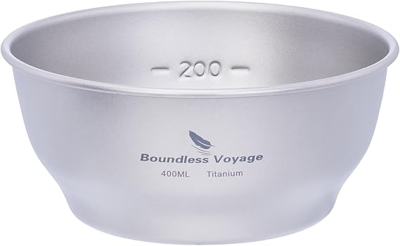 Boundless Voyage Titanium Dish Plate With Mesh Bag - Outdoor Dishware and Utensils Mess Kit, Single-Walled Bowl for Camping, Backpack Hiking