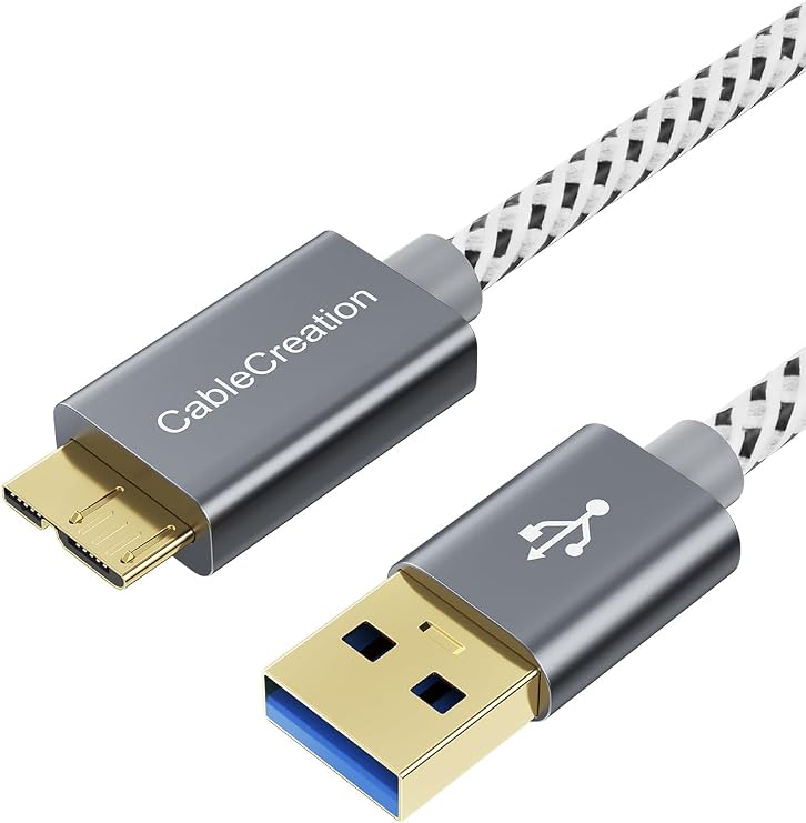 CableCreation Short USB3.0 Hard Drive Cable 1FT, USB 3.0 A to Micro B Cable 5Gbps Data, USB 3.0 External Works for WD Toshiba, Seagate Hard Drive, Galaxy S5 and More 0.3m