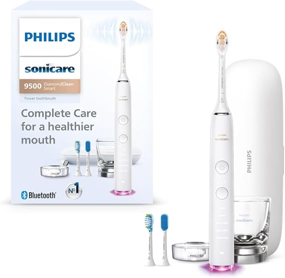 Philips Sonicare DiamondClean 9500 Electric Toothbrush 3 Brush Heads, White