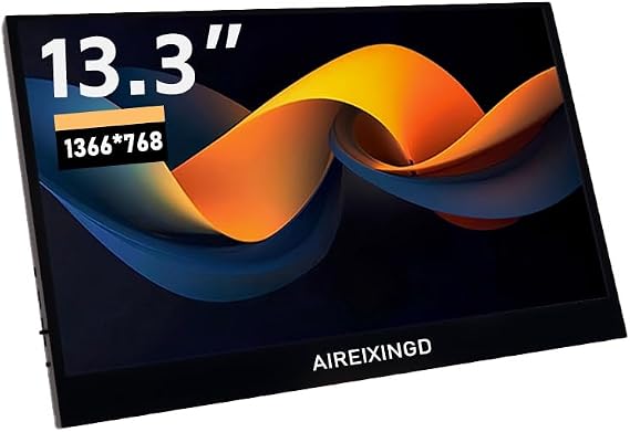 Mobile Monitor 13.3 inch 1366x768HD 60Hz TN LCD Panel VESA Secondary Monitor Portable Monitor Gaming Monitor USB Type C Mini HDMI Interface PS5/XBOX/PC/Mac etc. Perfect for Businessmen, Students, Gamers
