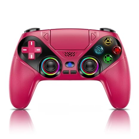 Nonbliep RGB Wireless Controller für PS5/Slim/Pro/PC Gamepad mit Back Paddles Turbo Makro Lautsprecher Dual Vibration 6 Achsen Sensor Touchpad & 3.5-mm-Audioanschluss
