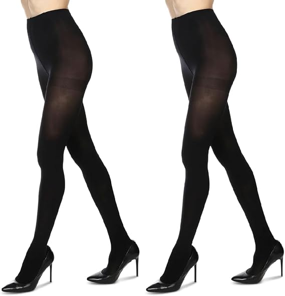 MeMoi 2 Pack Perfectly Opaque Tights, Microfiber Control Top Tights, Comfortable and Lightweight - Sizes Extra Small to Q2