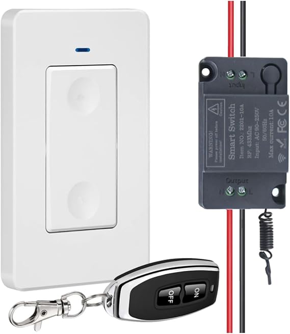 Wireless Light Switch and Receiver Kit,164Ft RF Range