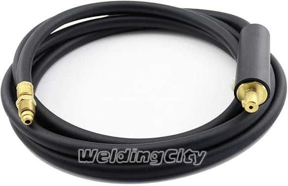 WeldingCity TIG Welding Torch Air-cooled WP-26 (200-amp) Power Cable Hose 46V28 (12.5-ft) and Dinse-type 35-50mm 1/2"-pin Gas-thru Adapter