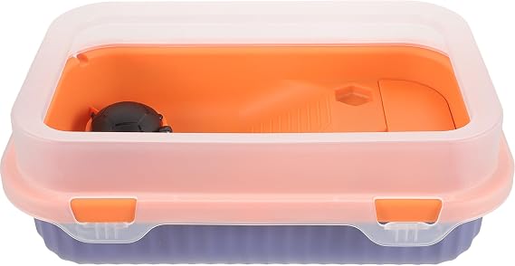 Generic Indoor Turtle Tank Aquarium with Basking Platform and Docking Ramp Spacious Water Habitat for Reptiles Desktop Turtle Breed Box with Feeding Trough and Swimming Area Secure and