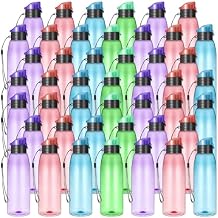Uiifan 50 Pieces Plastic Water Bottle Bulk 17 oz Sports Drink Bottles with Handle Strap Flip Top Reusable Leakproof for Adults Travel Cycling Camping Hiking Gym Fitness