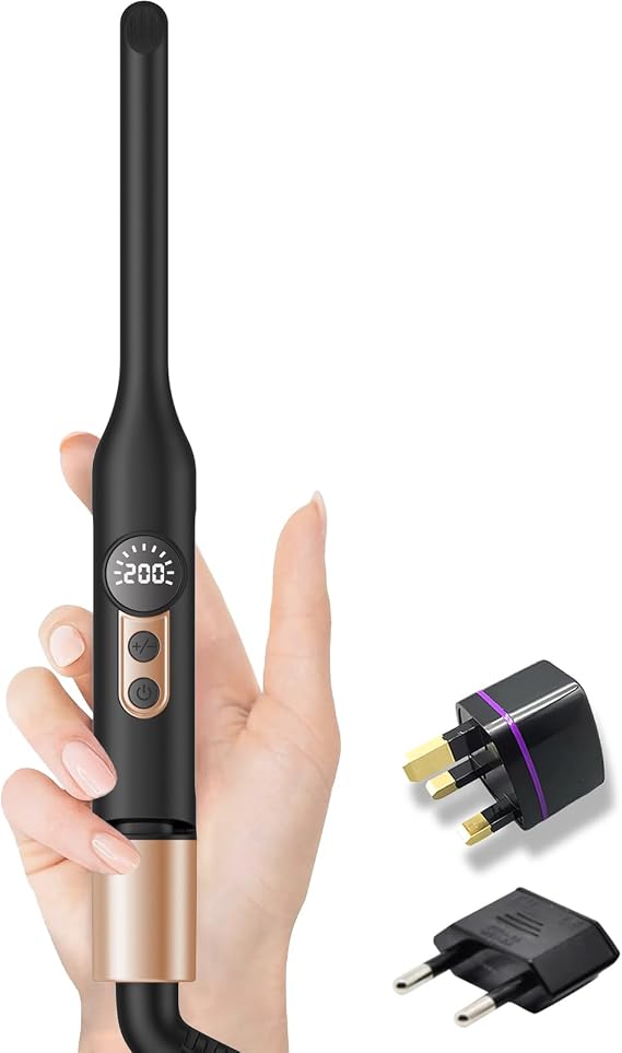 Mini Flat Iron Hair Straightener 1/3 Inch Pencil Flat Iron for Women Portable Travel Straightener and Curler 2 in 1 for Short Hair Beard and Pixie Cut with Adjustable Temp