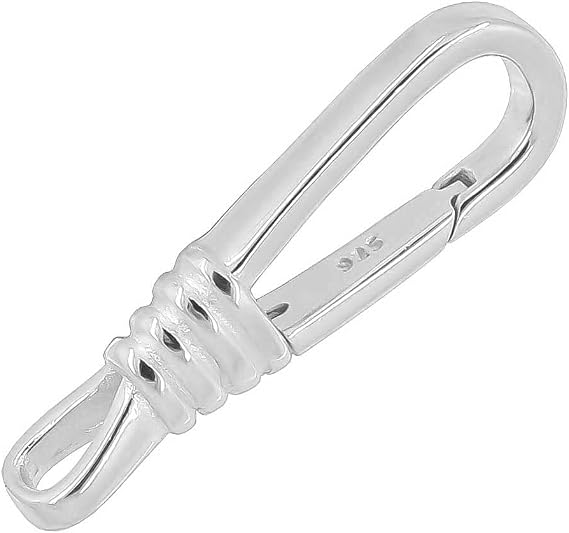 Sterling Silver Long Teardrop Triggerless Lobster Clasp, Rhodium Plated
