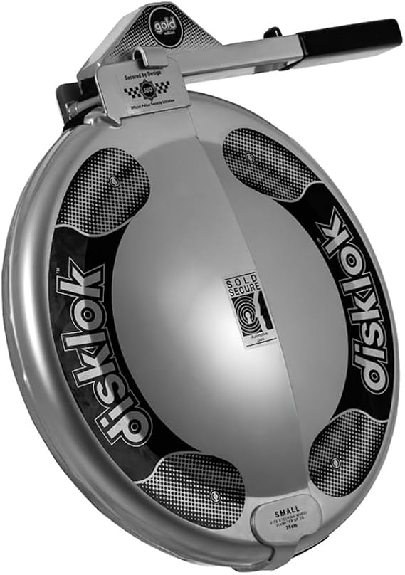 Disklok Steering Wheel Lock 'Gold Edition' for Left-Hand-Drive cars - Size Small - 35-39cm - Silver
