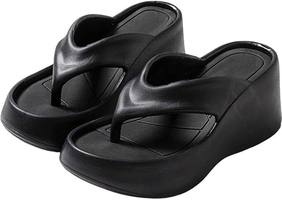 Non Slip Eva Platform Wedge Flip Flops, Women Summer Toe Post Sandals for Beach Hotel Outdoor Casual Footwear