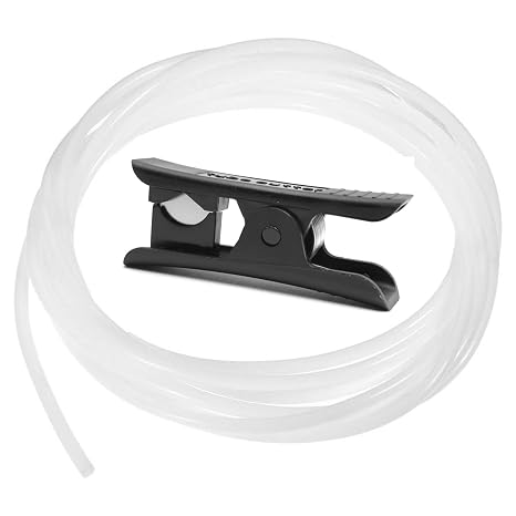 Compatible with Bambu-Lab PTFE Tube 2.5mm ID4mm OD, Length 5M/ 16.4ft, for BBL AMS X1/ X1C/ P1P/ P1S/ A1/ A1 Mini, Prusa MMU3/ Direct Drive Extruder (Cream Color), with Tubing Cutter