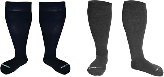 Big & Tall Comfort Compression Socks Duo: Charcoal + Black, Size 5XL