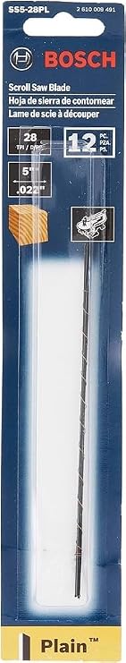 Bosch SS5-28PL 5-Inch X 28-Tpi Plain End Scroll Saw Blade