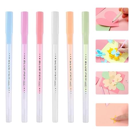 GraceGrip Precision Glue Pen, Ball Point Glue Pen, Color Quick Dry Glue Pen for Crafting, Scrapbooking, Card Making, Art Craft Supplies (6)