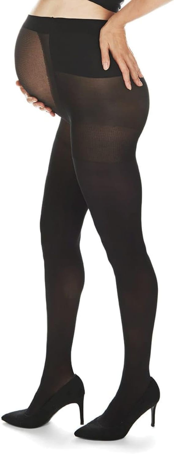 MeMoi Microfiber Opaque Maternity Tights, 60 Denier Comfortable and Roomier Maternity Shapewear - Sizes Small to Q2