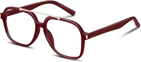 Aviator Blue Light Blocking Glasses for Women Men Retro Trendy Square Computer TV Eyeglasses Anti Eyestrain