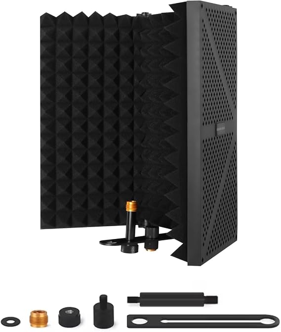 Microphone Windscreen Insulation Sound Protection, Microphone Absorber with Absorbent Foam Layer Sound-absorbing Microphone Insulation Sh