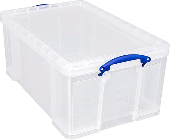 Really Useful Plastic Storage Box 64 Litre Open Fronted Clear