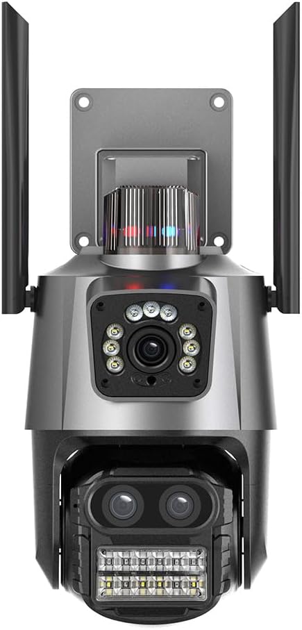 4K Outdoor Wireless Security Camera, 9Mpx, 8X Zoom, Two-Way Audio, Motion Detection, Siren Light, Alexa Compatible (Black)