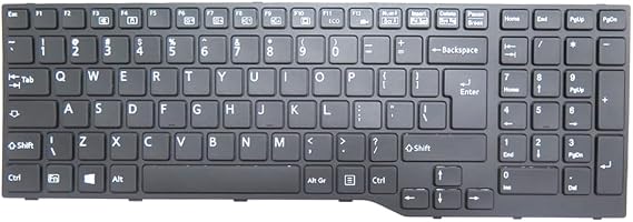 English US Laptop Keyboard for Fujitsu LifeBook A357 A359 A514 A544 A555 A557 AH355 AH356 AH456 AH524 AH544 AH555 AH564 AH565 AH574 CP648390-01 MP-13K36003930 Black with Frame Big Enter