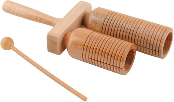 Basic Beat BBH01 Two Tone Agogo on Handle - Rhythm and Sound Effects Instrument with Mallet