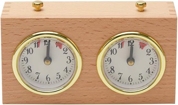 fayle Chess Clock Timer,Board Game Analog Wooden Competition Timing Tools High Accuracy Mechanical for Various Games