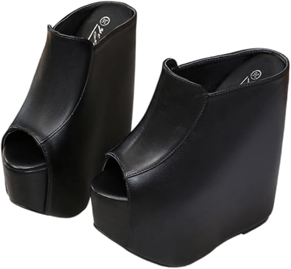 Women's Ultra-high Heel Open Toe Sandals, 18 cm Wedge Heel Non-Slip Increase Height Platform Pumps, Cute Office Dress Shoes