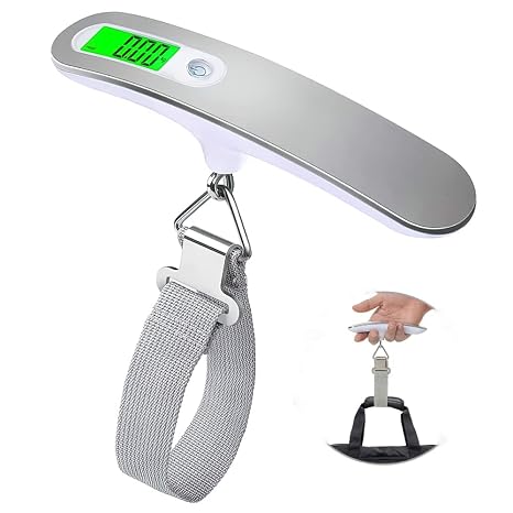MallArt® Dijital Bagaj Tartısı - 50KG/110LB Kapasiteli Elektronik Hassas Valiz Tartı Cihazı, LCD Ekranlı, Taşınabilir Ağırlık Ölçer, Seyahat, Kargo ve Alışveriş İçin Uygun