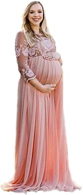 Womens Maternity Photography Props Dress Lace Wedding Maxi Dresses Pregnancy Gown for Baby Shower Photo Shoot