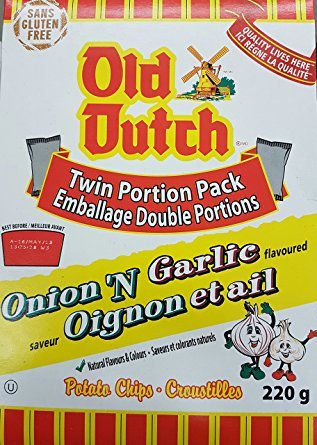 Old Dutch Onion 'N Garlic Potato Chips 220g Box {Imported from Canada}