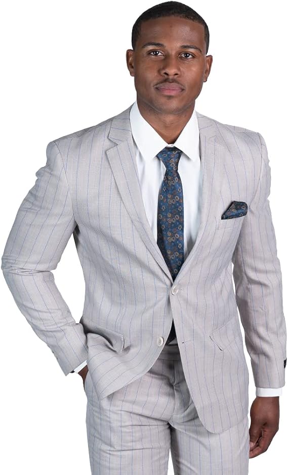 Slim Fit 2 Button Pinstripe Blazer Dinner Jacket 7918