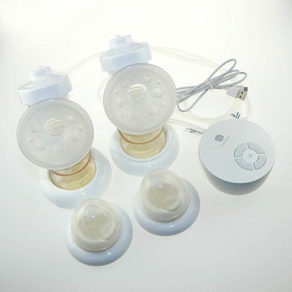 Glorich Electric Double Breast Pump Breastfeeding Pump,Germany Imported PPSU Materials,FDA and CE Dual Certified, Micro USB Port, Single/Double Pumping Mode Switchable(Ice-Cream White)