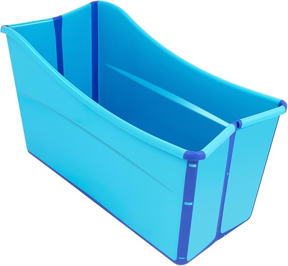 34 Inch Foldable Freestanding Blue Collapsible Bath Tub