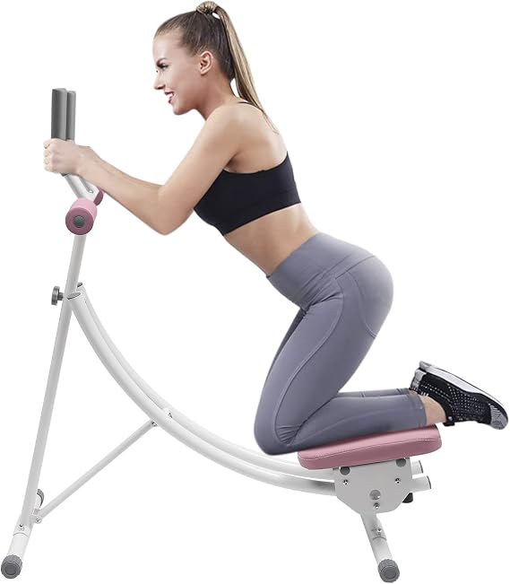 Ab Machine for Stomach Workout, Ab Machine with Height Adjustable and Stability, Ab Workout Equipment Home Gym Coaster for Stomach at Office with LED Display-for Christmas Gift Choice, Pink