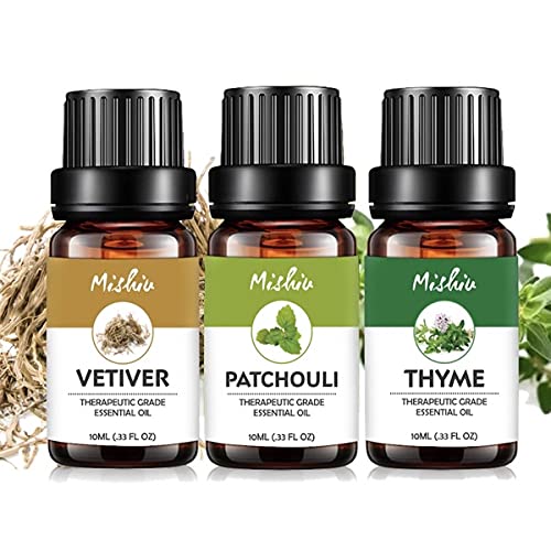 Pure Essential Oil Herbal 10ml Set of 3 100% Pure Essential Oil Patchouli 10ml 100% Pure Essential Oil Vetiver 10ml 100% Pure Essential Oil Thyme 10ml Aroma Oil Set of 3 Herbal