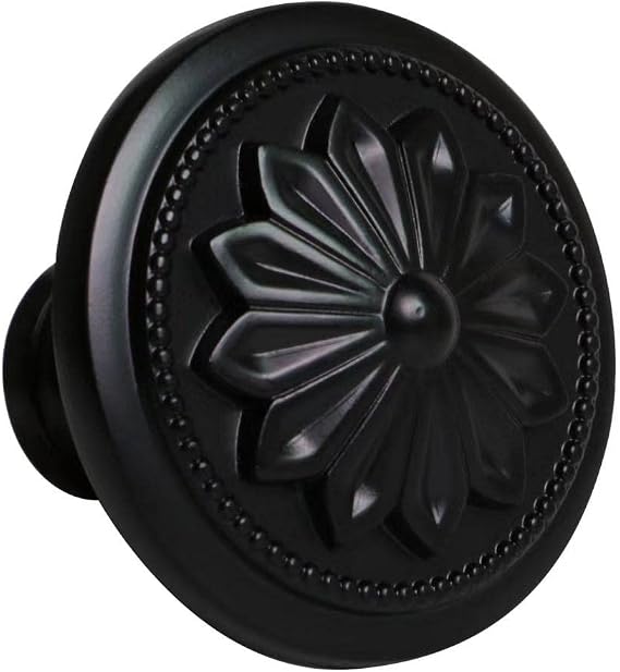 10 Pack - Matte Black Cabinet Hardware knobs,1-2/5"(36mm) Dia Round Black Kitchen Knobs for Cabinets,Knobs for Cabinets and Drawers Black Matte,Flower Cabinet knobs Black Matte for Dresser Drawers1