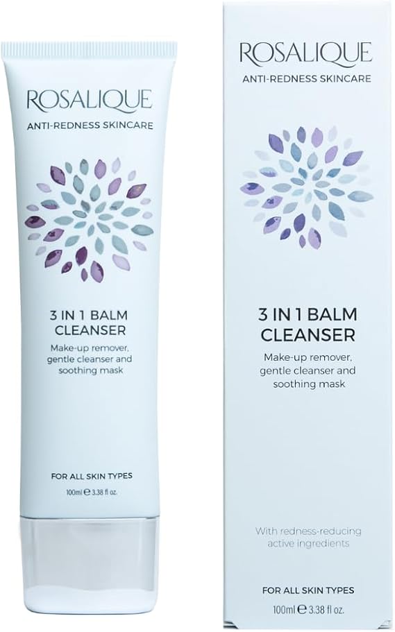 Rosalique 3 in 1 Balm Cleanser for Sensitive, Redness-Prone Skin - Gentle Makeup Remover, Luxurious Cleanser & Soothing Mask in One.