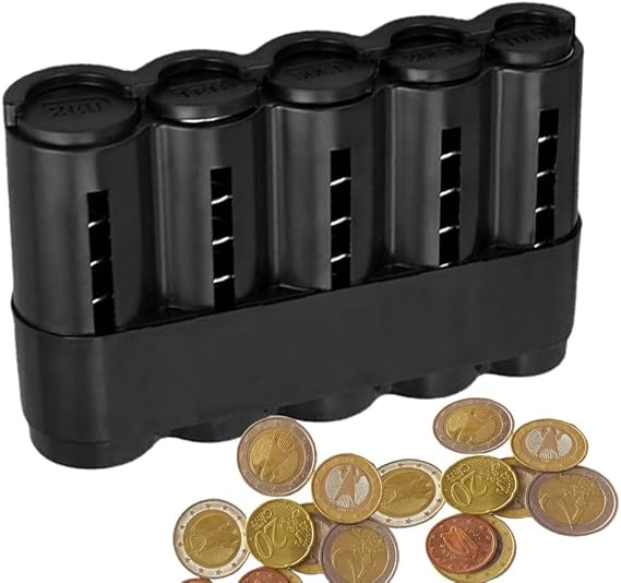 Coin Box Black Plastic Snap Lock 70 Coins Change Storage Coin Sorter Coin Dispenser