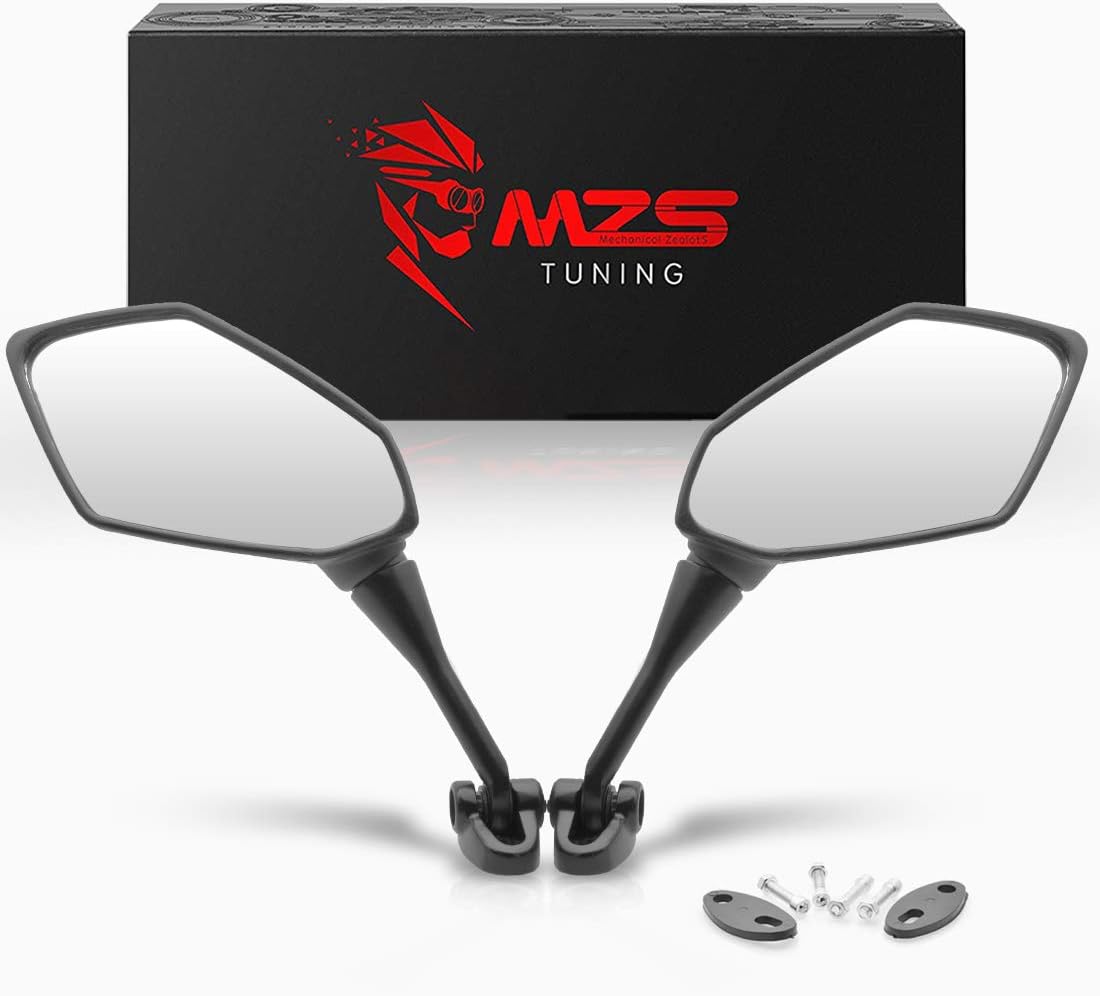 MZS Motorcycle Mirrors Rear View Adjustment Compatible with EX250 EX400 CBR250R CBR300R CBR500R CBR600RR CBR 600 F4 F4I CBR900RR CBR929RR CBR954RR VFR800 VTR1000 GT125R GT250R GT650R GT650S XB12R