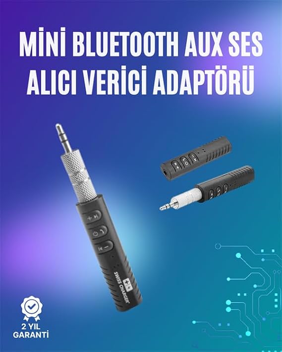 YamanHobi Mini Bluetooth Müzik Alıcısı | Ev & Araç Stereo Sistemlerine Kablosuz Bağlantı -