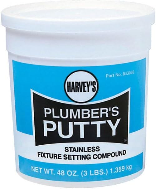 Harvey 43050 0 Stainless Plumber-Foots Putty, 3 lb., Off-White
