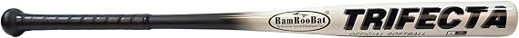 Bamboobat Trifecta 34 Inch Hickory Wood & Bamboo Softball Bat Hybrid - Leather Gripped Handle