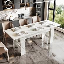 Folding Transformer Dinner Table for 6, Large Extendable Folding Dining Table, Rectangular Conference Tables for Kithcen, Living Meeting Room, Kitchen and Dining Room Furniture,White