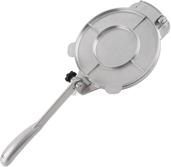 Tortilla Press Cast Iron, 6.4 Inch/16 cm Aluminum Tortilla Maker, Pre-Seasoned Flour & Quesadilla Press Taco Maker, Roti Maker Chapati Machine, Tool to Make Indian Style Food for Cooking, Silver