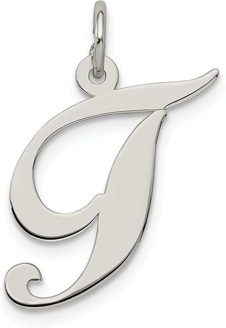 Bijou Silver Medium Fancy Script Initial T Charm