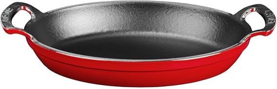 Lava Metal Oval Cup Cast Iron Pan 23x17, Red