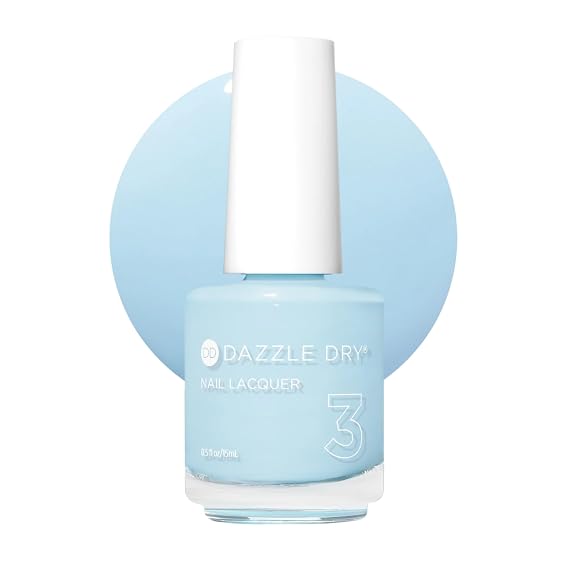 Dazzle Dry Nail Lacquer, Step 3 Lotion, Please! (0.5 fl oz) | A Light Powder Blue With Gray Undertones Full Coverage Cream Finish Quick-Dry