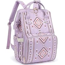 Boho Diaper Bag Backpack for Mom Dad, Multifunctional Bohemia Baby Nappy Backpack with Stroller Straps Insulated Pockets (Purple)