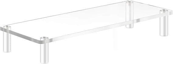 YestBuy 20x7.5 Acrylic Monitor Stand Riser, Clear Computer Stand for Laptop, iMac, Pc, Printer, Desktop Ergonomic,Desk Riser Work from Home Accessories Office Supplies Platform Save Space